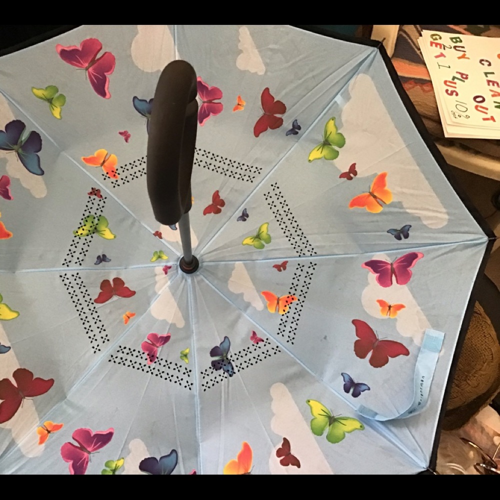 Bright light reversible umbrella/blue - Picture 3 of 5